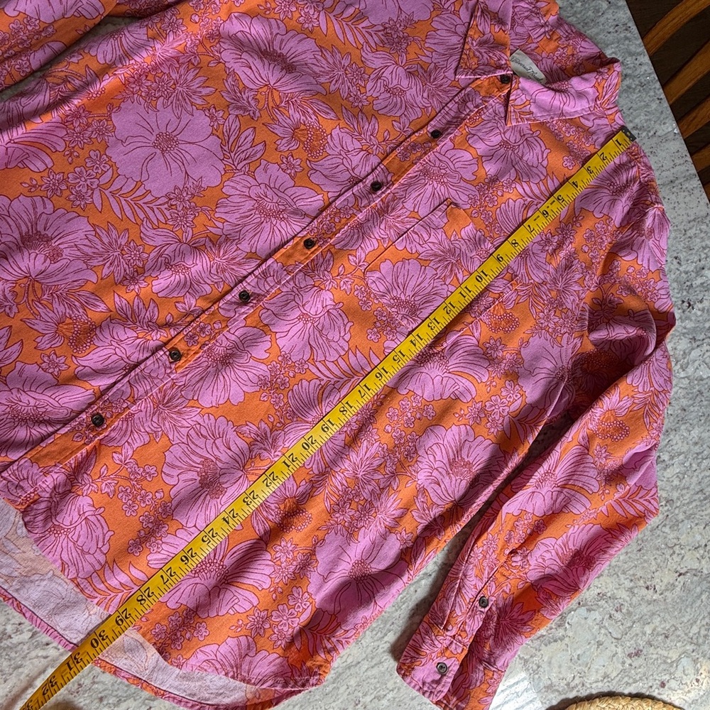 Universal Thread Pink & Orange Floral Button-Down Shirt - Picture 5 of 9